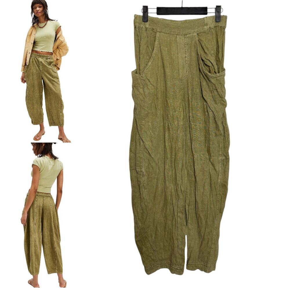 Free People Olive Wide Leg Pants